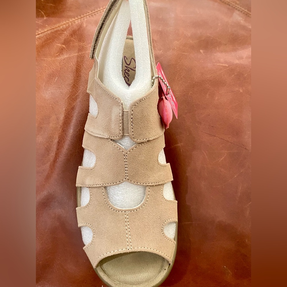 Skechers Slingback Suede Wedge Sandals. W8.5. Memory Foam Footbed. - Picture 2 of 4